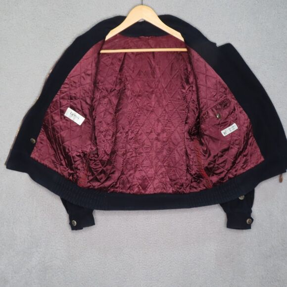 Vintage Hugo Boss Cashmere Wool Bomber Jacket Blue Full Zip Quilted Liner Medium - Picture 3 of 14